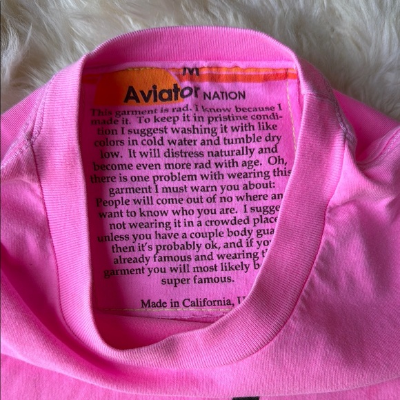 Aviator Nation Pink Lightning Bolt T-Shirt, size Medium - Picture 3 of 6